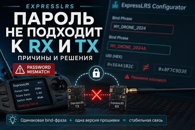 ExpressLRS: что делать, если пароль не подходит к RX и TX