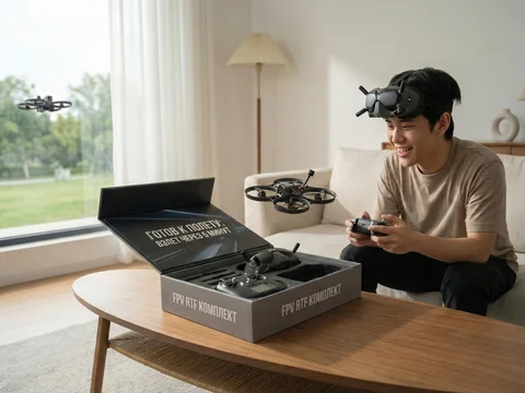 Современный FPV RTF комплект 2026 - дрон, очки и пульт управления в стильной упаковке