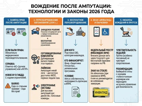 Вождение после ампутации: Технологии и законы 2026г.