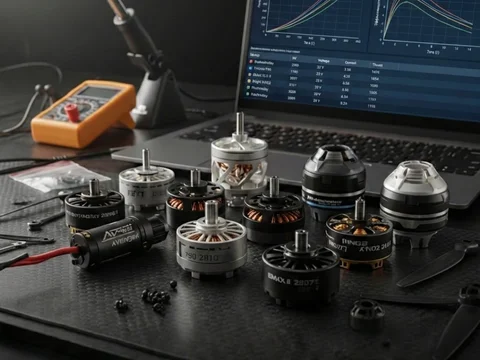 Моторы разных размеров на верстаке: сравнительный тест с графиками эффективности на планшетеМоторы разных размеров на верстаке: сравнительный тест с графиками эффективности на планшете
