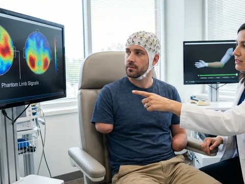 Визуализация сигналов фантомной конечности на карте активности мозга